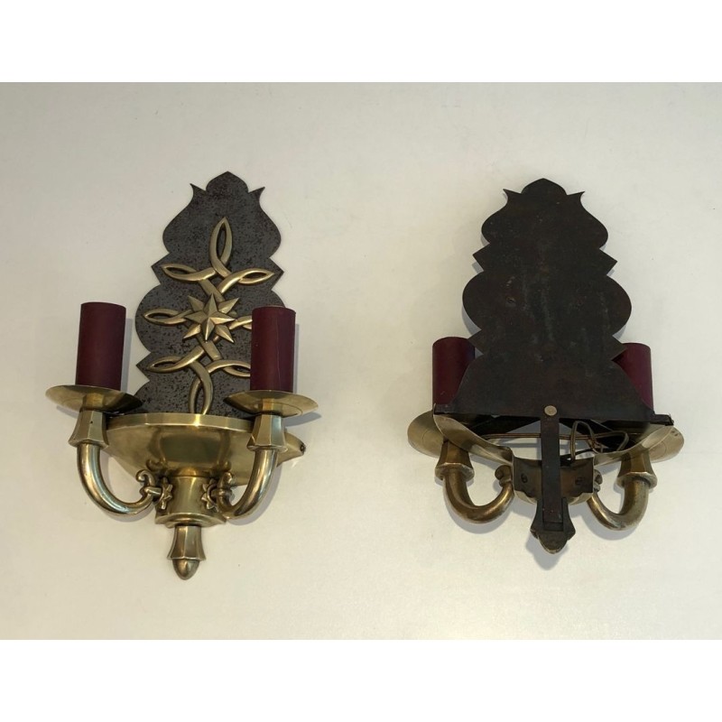 Pair of Art Deco Wall Lights in the style of Jules Leleu