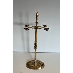 Neoclassical Brass Fireplace Set, French Work, circa 1970