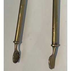 Neoclassical Brass Fireplace Set, French Work, circa 1970