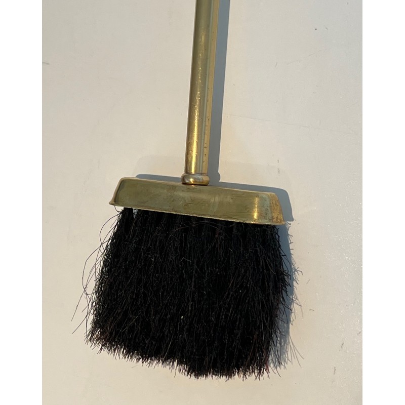 Neoclassical Brass Fireplace Set, French Work, circa 1970