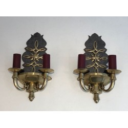 Pair of Art Deco Wall Lights in the style of Jules Leleu