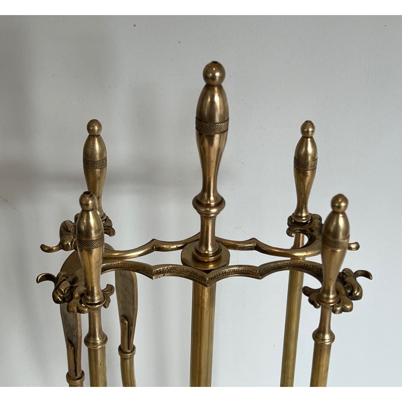 Garniture de Cheminée en Laiton de Style Néoclassique, Travail Français, vers 1970