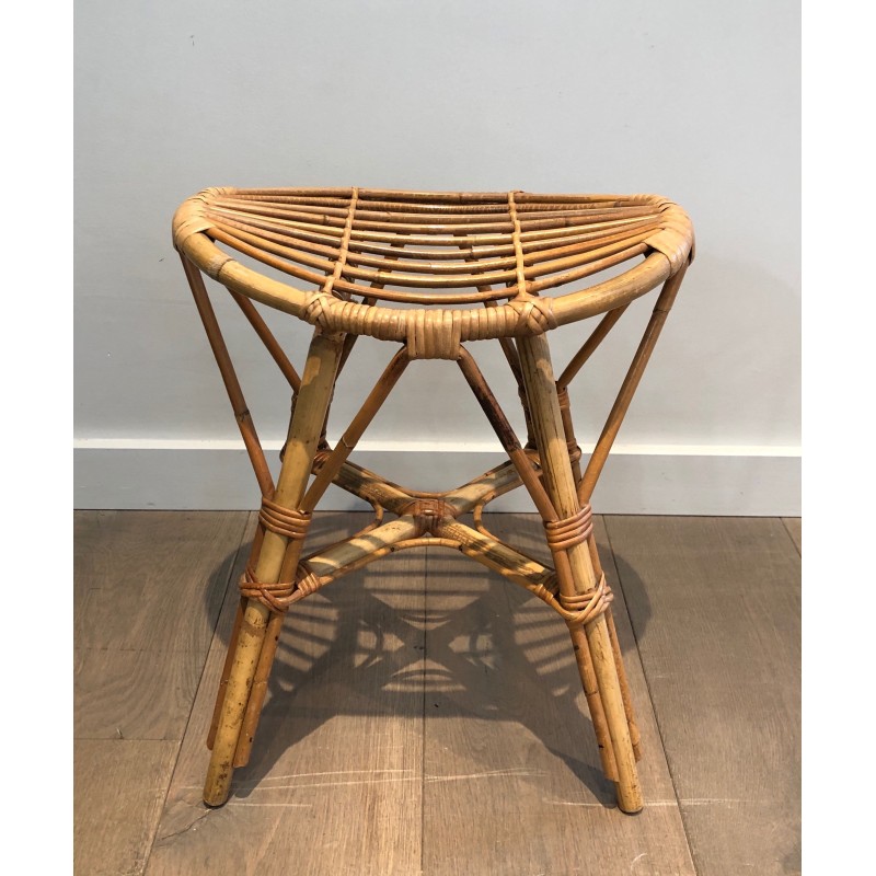 Rattan Stool, French Work, circa 1970