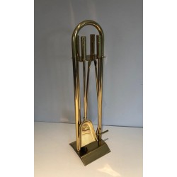 Nécessaire de Feu Design en Laiton, Travail Français, vers 1970