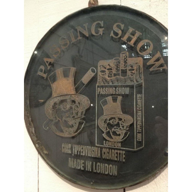 Rare Enseigne de Boutique en Verre Gravé sur Métal, Marchand de Cigarettes Londonien, vers 1900