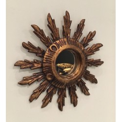 Miroir Soleil en Bois Doré, Travail Français, vers 1970