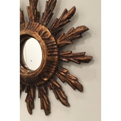 Miroir Soleil en Bois Doré, Travail Français, vers 1970