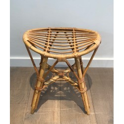 Tabouret en Rotin, Travail Français, vers 1970