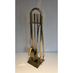Nécessaire de Feu Design en Laiton, Travail Français, vers 1970