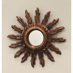 Miroir Soleil en Bois Doré, Travail Français, vers 1970