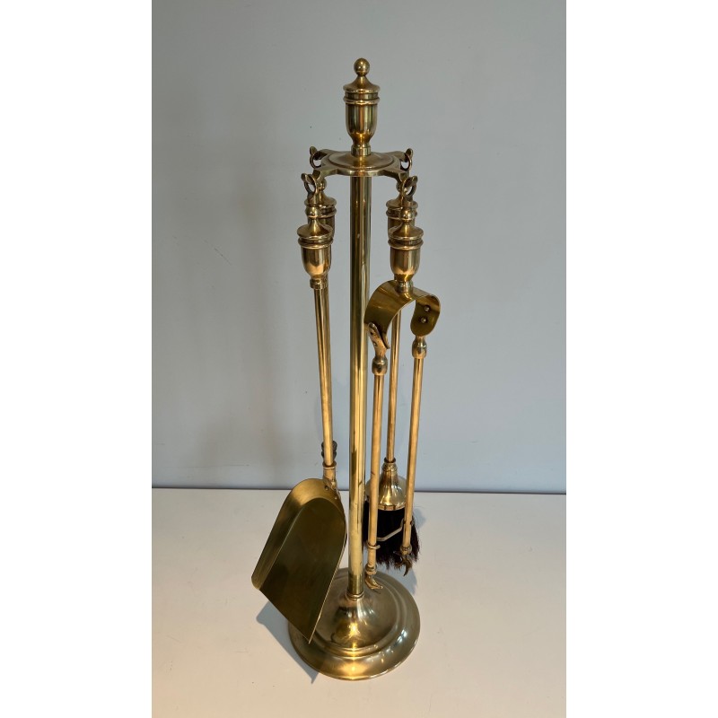 Nécessaire de Feu en Laiton de Style Néoclassique, Travail Français, vers 1970