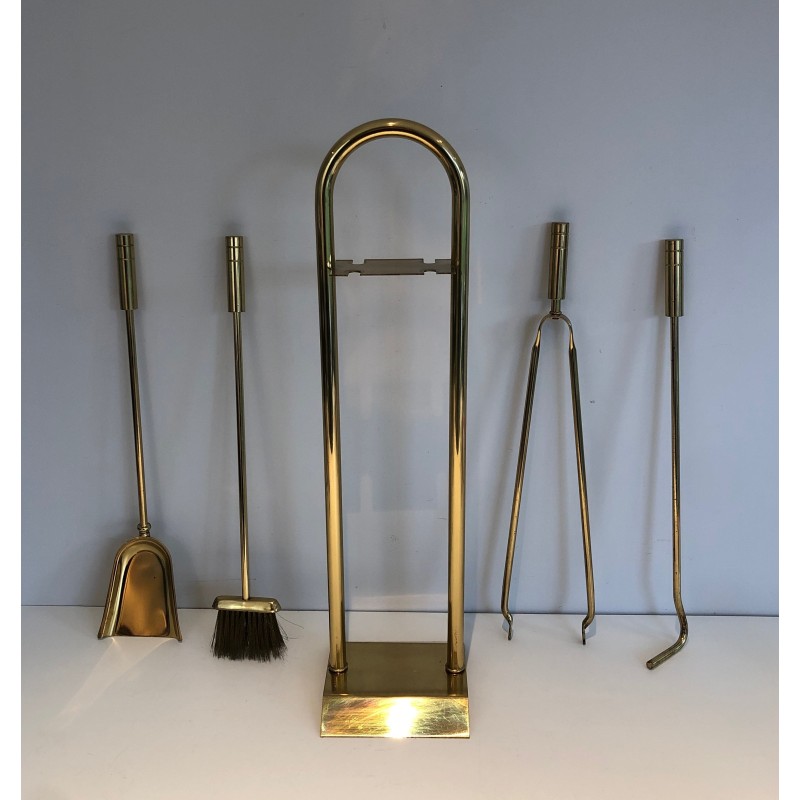 Nécessaire de Feu Design en Laiton, Travail Français, vers 1970