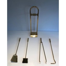 Nécessaire de Feu Design en Laiton, Travail Français, vers 1970