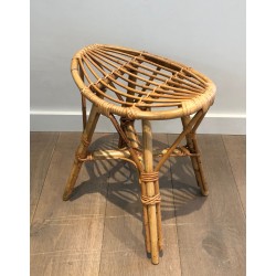 Rattan Stool, French Work, circa 1970