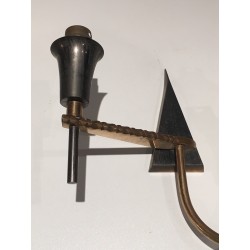 Pair of Brushed Steel and Brass Design Wall Lights, French Work, circa 1970