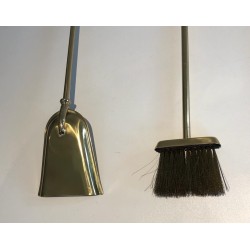 Brass Design Fireplace Tools Set, French Work, circa 1970