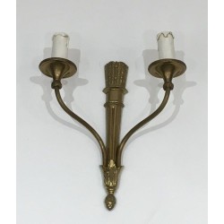 Louis The 16th Style Pair Of Bronze Wall Sconces With Quiver