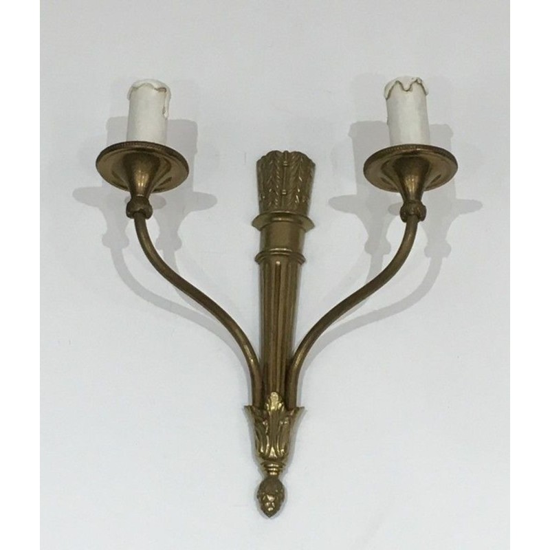 Louis The 16th Style Pair Of Bronze Wall Sconces With Quiver