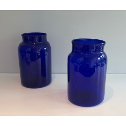 Pair of Cobalt Blue Vases, French Work, circa 1970