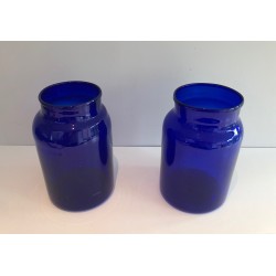 Paire de Vases Bleu Cobalt, Travail Français, vers 1970