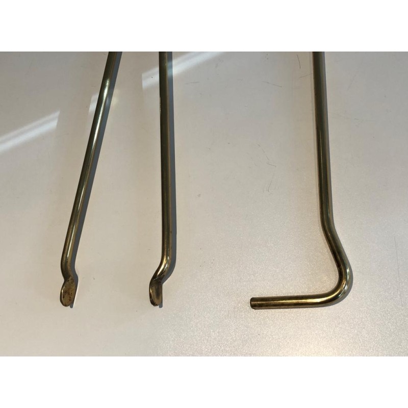 Brass Design Fireplace Tools Set, French Work, circa 1970
