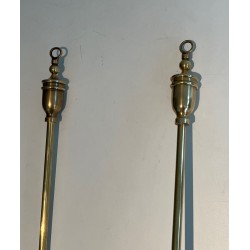 Nécessaire de Feu en Laiton de Style Néoclassique, Travail Français, vers 1970