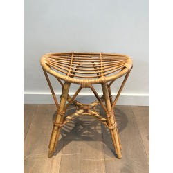 Rattan Stool, French Work, circa 1970