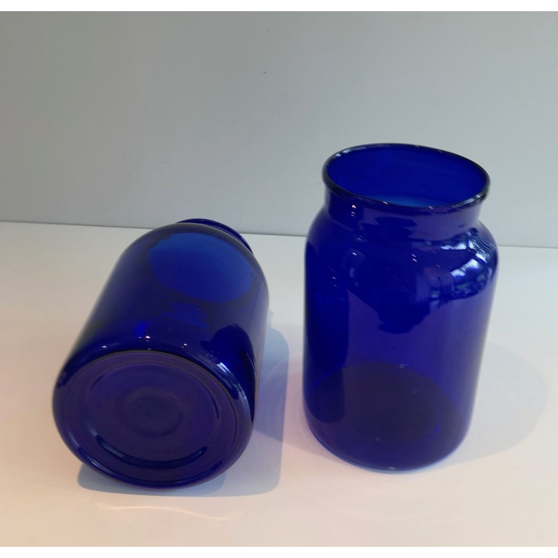 Pair of Cobalt Blue Vases, French Work, circa 1970
