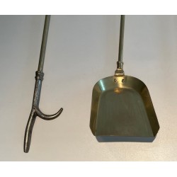 Nécessaire de Feu en Laiton de Style Néoclassique, Travail Français, vers 1970