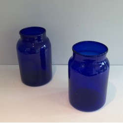 Paire de Vases Bleu Cobalt, Travail Français, vers 1970