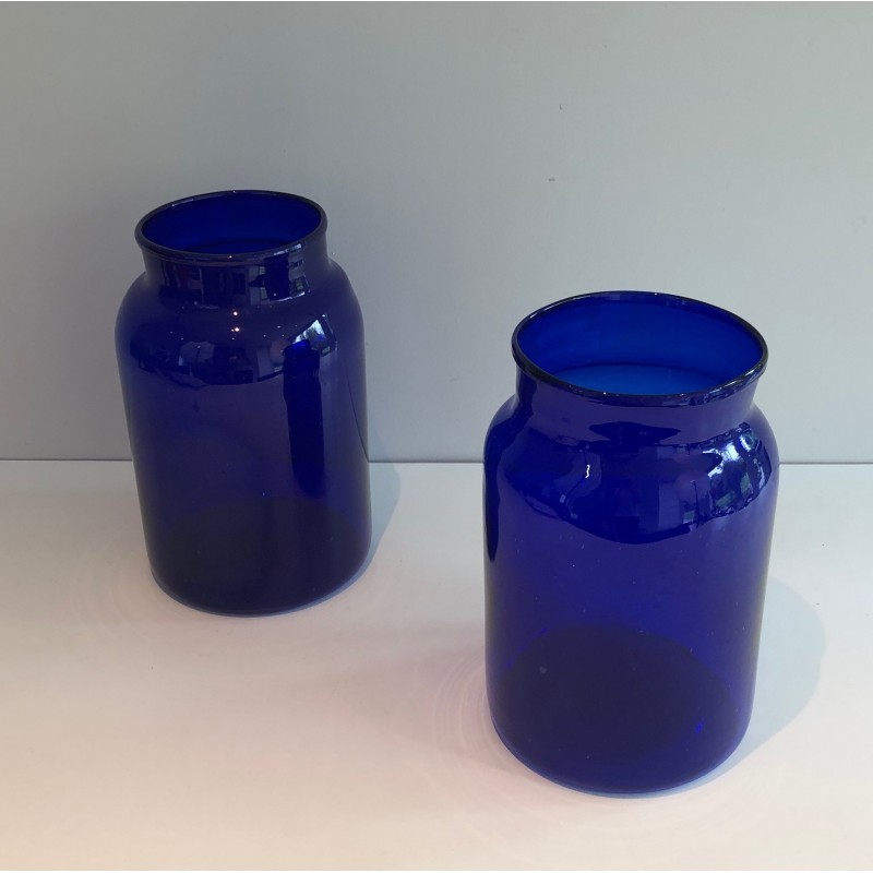Paire de Vases Bleu Cobalt, Travail Français, vers 1970