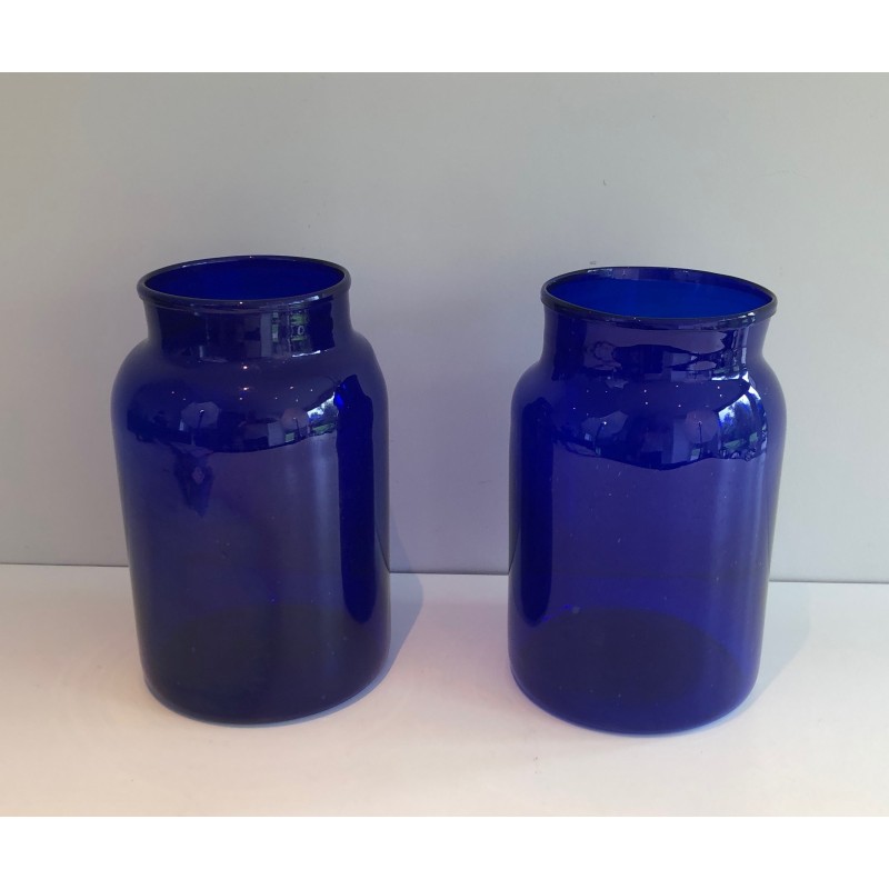 Paire de Vases Bleu Cobalt, Travail Français, vers 1970