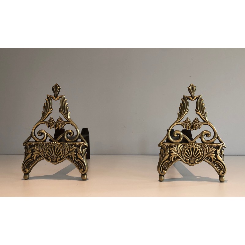 Pair of Neo-Empire Patinated Bronze Andirons, French Work, circa 1930