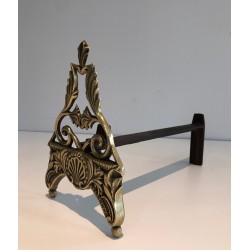 Pair of Neo-Empire Patinated Bronze Andirons, French Work, circa 1930