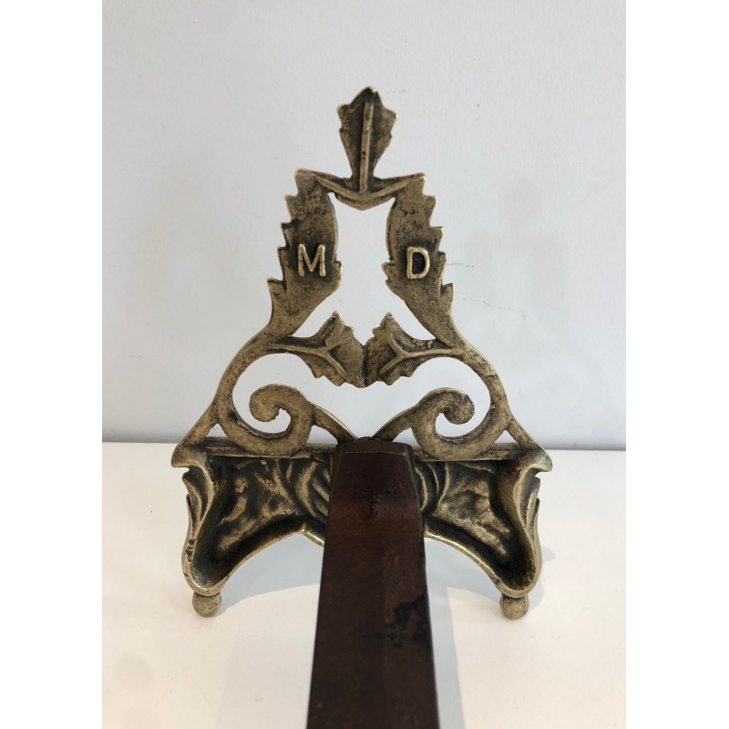 Pair of Neo-Empire Patinated Bronze Andirons, French Work, circa 1930