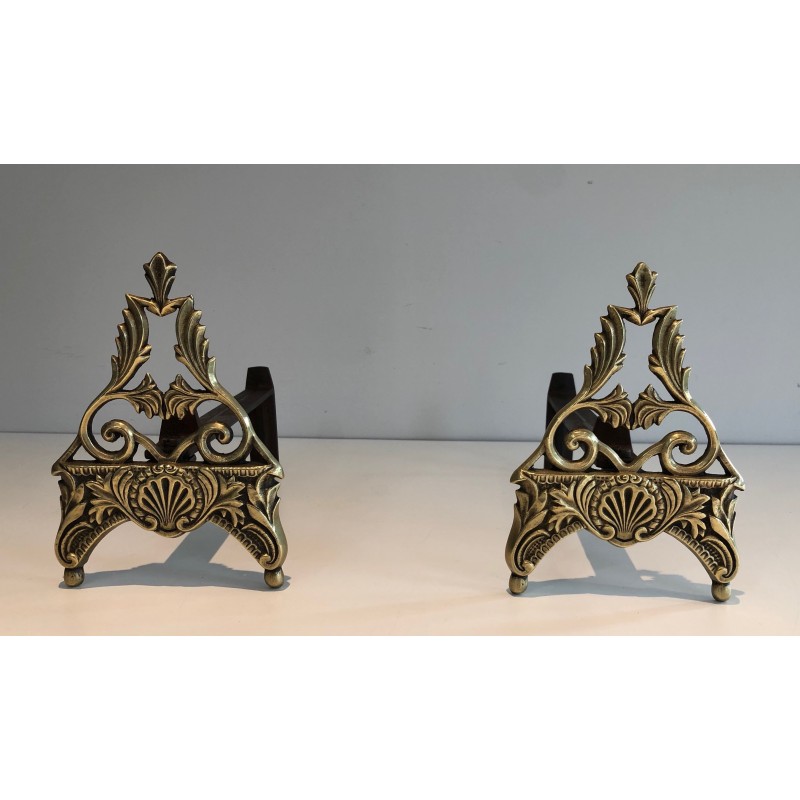 Paire de Chenets en Bronze Patiné de Style Néo-Empire, Travail Français, vers 1930
