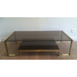 Brass and Smoked Glass Coffee Table by Guy Lefèvre for Maison Jansen