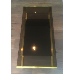 Table Basse en Laiton et Verre Fumé de Guy Lefèvre pour Maison Jansen