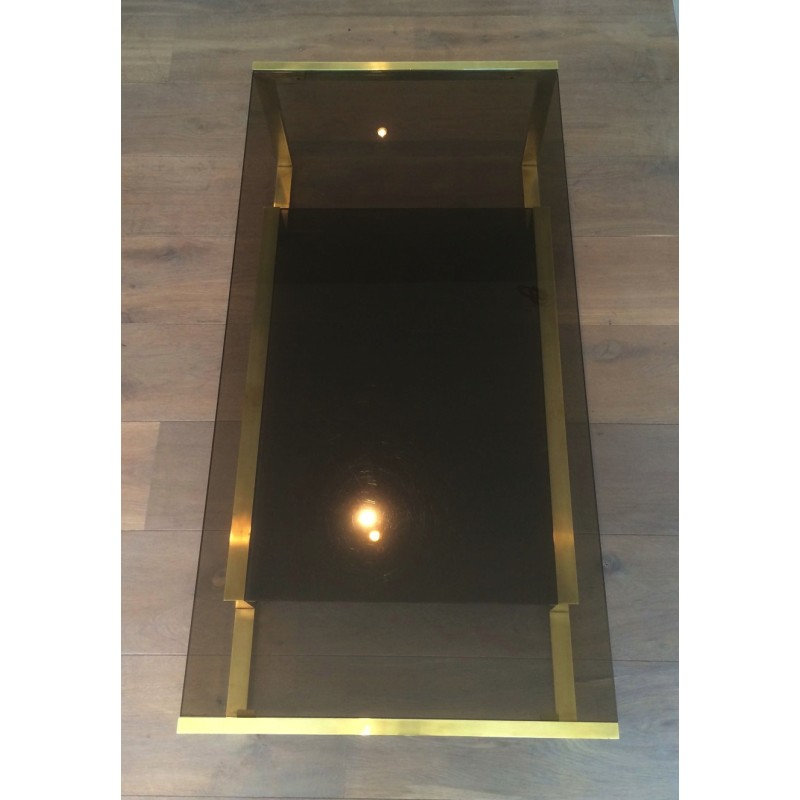 Brass and Smoked Glass Coffee Table by Guy Lefèvre for Maison Jansen