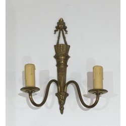 Pair Of Louis The 16th Style Bronze Wall Sconces With Quiver And Ribbons