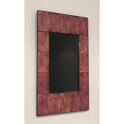 Miroir en céramique rose, travail d'atelier français, vers 1970.