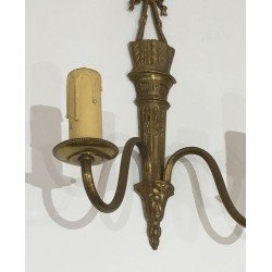 Pair Of Louis The 16th Style Bronze Wall Sconces With Quiver And Ribbons