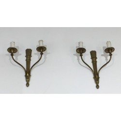 Louis The 16th Style Pair Of Bronze Wall Sconces With Quiver