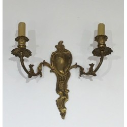 Pair of Louis XV Style Bronze Wall Sconces, French Work, circa 1920
