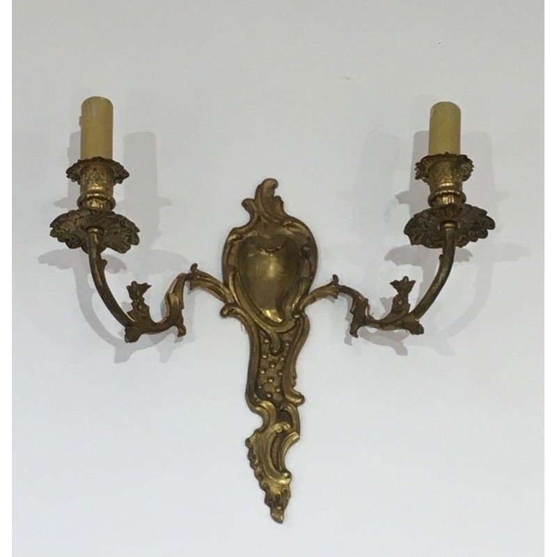 Pair of Louis XV Style Bronze Wall Sconces, French Work, circa 1920