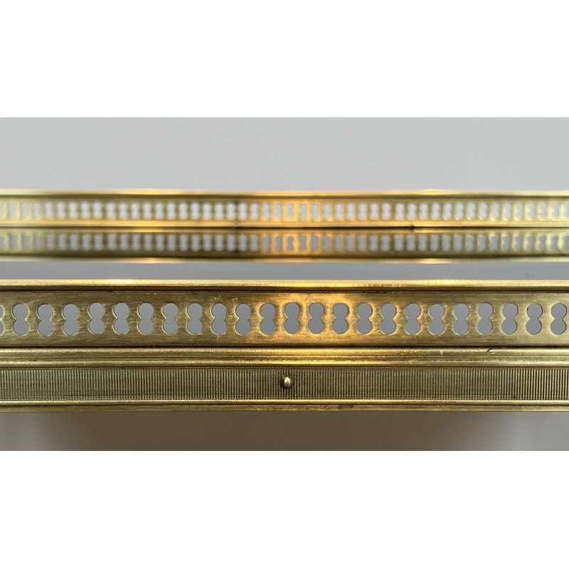 Pair of Neoclassical Style Brass Side Tables with Black Lacquered Tops by Maison Jansen