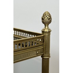 Paire de Boûts de Canapé de Style Néoclassique en Laiton et Plateaux de Verre Laqué Noir de la Maison Jansen