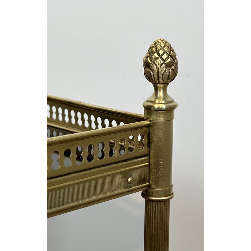 Pair of Neoclassical Style Brass Side Tables with Black Lacquered Tops by Maison Jansen