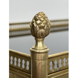 Paire de Boûts de Canapé de Style Néoclassique en Laiton et Plateaux de Verre Laqué Noir de la Maison Jansen