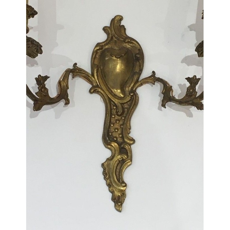 Paire d'Appliques de Style Louis XV en Bronze, Travail Français, vers 1920